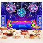 Disco Backdrop 7 x 5 ft Retro Glow Party 70s 80s 90s Theme Stage Dance Background Disco Party Decoration Disco Ball Banner Dance PartyBackdrop for Birthday Party Prom Portrait Photo Props,Multi2