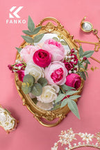 FANKO Rose Artificial Flowers Combo for DIY, Fake Rose Artificial Silk Flowers with Greenery, Real Looking Artificial Faux Flowers for Wedding, Table Decoration, Centerpieces, Party, Home Décor