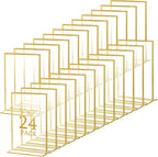 Hoteam 24 Pack 5 x 7 Clear Acrylic Sign Holder with Gold Borders, Gold Picture Frame, Double Sided Wedding Table Number, Acrylic Menu Stands for Wedding Table, Restaurant Sign, Photos Display