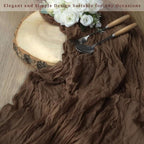 6FT 20 Pack Brown Cheesecloth Table Runner 20 x 120 Inch Long Boho Fabric Rustic Cheese Cloth Table Runner for Wedding Bridal Shower Baby Shower Gauze Sheer Birthday Party Table Decorations