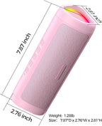 Bluetooth Speaker with HD Sound, Portable Wireless, IPX5 Waterproof, Up to 20H Playtime, TWS Pairing, BT5.3, for Home/Party/Outdoor/Beach, Stocking Stuffers, White Elephant Gifts for Adults (Pink)