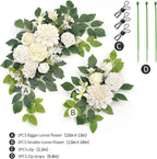 Wedding decor (pack of 2) Welcome Sign Flower Backdrop Garland For Ceremony Reception Wall Easel Home Decoration Entryway Faux Outdoor Board Head Table Decor (White)