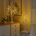 2 Pack 144 LED Artificial Tree Lamp with Timer, DIY Birch Tree with LED Lights, Lighted up Tree Lamp USB/Battery Powered, Fairy Light Spirit Tree for Table Home Bedroom Christmas (Warm White)