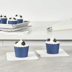 Panificio 3 Ounce Cupcake Wrappers, 200 Scalloped Baking Cups - Oven-Ready, Greaseproof, Midnight Blue Paper Cupcake Liners, Disposable, For Birthdays, Baby Showers, Or Weddings - Restaurantware