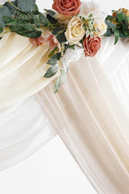 Floroom Wedding Arch Draping Fabric 3 Panels 20Ft Chiffon Fabric Drapes Arbor Drapery Wedding Ceremony Reception Swag Decorations (Nude +Cream +White)