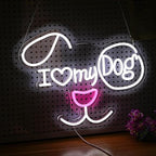 I Love My Dog Neon Sign for Wall Decor Funny Dog Neon Light Powered by USB Dimmable LED White Red Light Up Sign for Pet Shop Bedroom Animal Theme Party Decor Great Idea(16.7 * 12.6In)