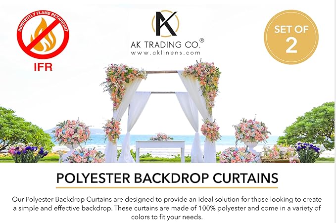 AK TRADING CO. 10 feet x 8 feet IFR Polyester Backdrop Drapes Curtains Panels with Rod Pockets - Wedding Ceremony Party Home Window Decorations - Lavender