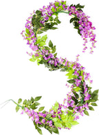 DearHouse 4Pcs 6.6Ft/Piece Artificial Flowers Silk Wisteria Garland Artificial Wisteria Vine Rattan Silk Hanging Flower for Home Garden Outdoor Ceremony Wedding Arch Floral Decor