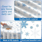 3 Pieces Christmas Snowflake Plastic Party Tablecloth Decorations,Disposable Blue Snowflake White Xmas Round Table Cover Backdrop for Winter Christmas Holiday Party Supplies,84 inch (Blue White)