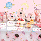 452 Pcs Pink Space Birthday Decorations for 50, Star Astronaut Paper Plates Napkins Cups Moon Tablecloth Cutlery Straws for Solar System Planets Baby Shower Party Supplies Decorations