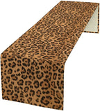Leopard Print Table Runner Wildlife Vintage Cheetah Fur Spot Animal Skin Spots Pattern Table Cloth for Garden Farmhouse Wedding Party Vacation Dinner Home Decoration, 13x60 Inch