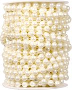 [47Feet] Pearl Beads Garland, 8MM 15.7 Yards Faux Pearl Beads String Roll Bulk for DIY Craft Wedding Party Christmas Tree Decoration