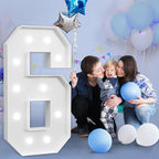 imprsv Marquee Numbers Large 6th-Birthday Decorations: 4ft Light Up Number Party Decor 6 Year Old Girl and Boy Birthday Decoration Backdrop Anniversary Cardboard Big Mosaic Balloon Frame Number 6