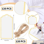 120 PCS Gift Tags with String Gold Foil Metallic Gift Tags Writable Blank Tag for Baby Shower Birthday Wedding Presents Labeling DIY Craft Project Christmas Stocking Stuffers 3.5''×2''