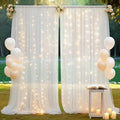 Ledido 10×8ft Tulle Backdrop Curtains with Lights String - 300LED Fairy Lights Sheer Curtain Backdrop for Weddings Baby Shower and Birthday Party Decorations(2 Panels 5×8ft)