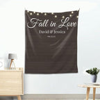 Wedding Backdrop for Reception, Custom Tapestry with Names & Date, Rustic Sign, Personalized Wood Photography Lights Banner Ceremony, Arch Decor One Size