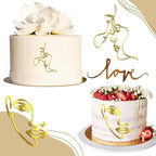 Kigley 22 Pcs Minimalist Art Lady Face Cake Topper Butterflies Cake Decoration Acrylic Wedding Birthday Boho Cake Toppers for Women Bridal Shower Party Supplies (Gold)