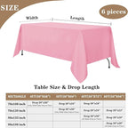Fitable Pink Rectangle Tablecloths for 6 Foot Tables, 6 Pack - 70 x 108 Inches - Stain Resistant and Washable Table Clothes, Polyester Fabric Table Covers for Wedding, Party, Banquet, Buffect