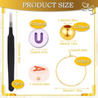 60 Sets DIY Wine Glass Charms – 780 Letter Beads 120 Gold Beads 60 Charm Rings 2 Tweezers, Drink Identifier Charms Wine Glass Marker Tags for Wedding Cocktail Bachelorette Party Decoration (Luminous)