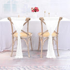 50 PCS Cheesecloth Chair Sashes Bows Wedding Aisle Decorations Chair Ribbon Ties Back Sash for Wedding Party Events Banquet Chair Cover Decoration (White)