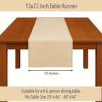 Chardin home Natural Jute Table Runner 13x72 Inch – Vintage Boho Rustic Table Decor – Handwoven Table Runner in Natural Jute and Ivory – Farmhouse Dining or Console Table Accent