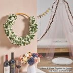 6 Pcs x 8.2 ft Flower Garland Artificial Rose Vine Flowers with Green Leaves Hanging Fake Roses Vine for Room Party Home Wedding Birthday Christmas Wall Arch Decor, Spring White Flower