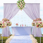 DUOBAO Light Grey Sheer Curtains 2 Panels, 10FT Long, Silver Chiffon Drape, Rod Pocket, Translucent Semi-Sheer, Living Room & Bedroom, 59W x 120L