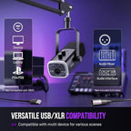 FIFINE XLR/USB Gaming Microphone Set, Dynamic PC Mic for Streaming Podcasting, Computer RGB Mic Kit with Boom Arm Stand, Mute Button, Headphones Jack, for Recording Vocal Voice-Over-AmpliGame AM8T