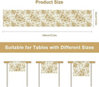 Retro Floral Table Runner, Golden White Wildfloral Sketch Print Kitchen Dinning Table Runner for Indoor Outdoor Home Wedding Party Holiday, 13x70 Inch