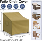 Patio Furniture Covers Waterproof for Chairs, Lawn Outdoor Chair Covers 2 Pack, Patio Chair Covers for Outdoor Furniture Fits up to 37W x 40D x 30H inches, Khaki