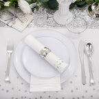 Festiva 176Pcs Silver Plastic Christmas Plates - Party Plates and Cups and Napkins Sets: 25Dinner Plates 25Dessert Plates 25Cups 25 Cutlery 25 Napkins 1Tablecloth for New Year Party&Wedding&Christmas