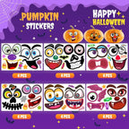 48Packs Pumpkin Decorating Kit, Make Your Own Small Pumpkin face Stickers, Halloween Pumpkin Decorating Stickers for Kids Halloween Party Favors