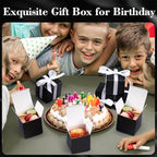 COCPOK 50 Pack Black Gift Boxes, 2x2x2 inch Gift Box, Small Candy Boxes with Lids and Ribbons, Paper Favor Box for Wedding Bridal Shower Baby Shower Birthday Party