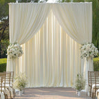 30 ft x 10 ft Wrinkle Free Ivory Backdrop Curtain for Wedding Parties, Polyester Ivory Photo Backdrop Drapes 6 Panels 5x10ft for Baby Shower Photoshoot Engagement Birthday Party Photography Background