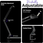 IXTECH Microphone Boom Arm Stand, Heavy Duty Adjustable Mic Stand with Cable Ties, Desk Mount Arm Stand for Gaming Streaming Podcasting.