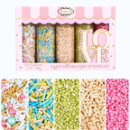 Confect Sprinkles – 5 Pack Assorted Cake Decorating Mix (Hot Pink & Ivory Pearl Dragees, Champagne Gold & Blue Jimmies, Green Sparkling Sugar) – Festive Edible Toppings for Cakes, Cupcakes, Cookies – Vegan, Gluten-Free, Nut-Free, Soy-Free, Dairy-Free, ...