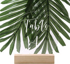 UNIQOOO 50 Pack Oak Wood Table Number Stands | 1/8” Thick Acrylic Sign Holders | Display Stands | Place Card Holder, Perfect for Retail Shop Wedding Dinner Party, Events Decoration, Retail Shop