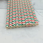 YAOSHENG Premium Disposable Waves Striped Drinking Paper Straws, Pack 100 Red and Green Waves Paper Straws for Cocktail Party Supplies,Birthday,Bridal/Baby Shower,Juice,Shakes (Red & Green Waves)