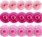 15pcs 10'' 12'' 14'' Paper Fans Decorations Pink Theme Party Decor Round Tissue Paper Fans Hanging Fans Set Party Paper Honeycomb Fans Decorations for Party Birthday Wedding Events