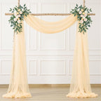 Champagne Arch Draping Fabric for Wedding, 2 Panels 60" x 26Ft Chiffon Drapery Fabric Drapes Backdrop for Wedding Ceremony Baby Shower Bridal Shower Decoration