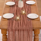 MLMW 6 Pack Dusty Rose Table Runner Cheesecloth Boho Gauze Rustic Cheese Cloth Table Runner 160 inch Sheer 13.3ft for Wedding Party Baby Bridal Shower Birthday