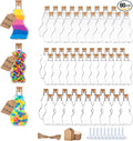 60 Pcs Plastic Sand Art Bottles with Corks and Funnels, 2.5 oz Clear Containers in 3 Styles for Wedding Invitations, Fun Crafts, DIY Projects, Party Decorations