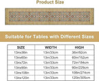 Boho Floral Vintage Beige Blue Table Runner, Retro Flower Rustic Country Farmhouse Abstract Pattern for Home Kitchen Table Decor Dining Coffee Room Party Decor 13x108in