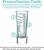 Custom Engraved 2 oz Shot Glass – Personalized Etching – Groomsman & Bridesmaid Gift – Wedding Favor Set of 4