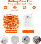 4 Pack 65.6 Ft. Battery Operated Outdoor String Lights with Remote & Timer, LED Orange Fairy Lights, Waterproof Twinkle Lights for Bedroom, Dorm, Mason Jar, Wedding, Party, Christmas