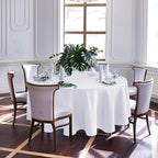Biscaynebay Textured Fabric Round Tablecloths 108", White Water Resistant Table Cloth Circle Folding Table Covers Linen for Dining, Kitchen, Wedding and Parties etc. Machine Washable