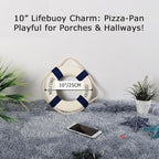 MorroMorn Lifebuoy Wall Hanging Decor - Welcome Aboard Mediterranean Style Home Decoration (Navy, 10")