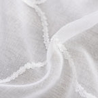 Sheer Curtains White 63 Inches Embroidered Wave Diamond, Rod Pocket Voile Drapes for Living room, Bedroom, Window Treatments Semi Crinkle Curtain Panels for Yard, Villa, Parlor, Set of 2, 52"x 63".
