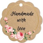 Custom Tags for Handmade Items, Personalized Tags for Favors, Customized Hang Tag for Clothing, Customized Gifts Wrapping Labels, Wedding Items Birthday Party Favors with String (Flower Shape)
