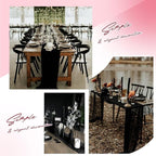 Aktor 4 Pack Black Table Runner Boho Cheesecloth Table Runner Semi Sheer Gauze Fabric Runners for Wedding Birthday Baby Shower Party Boho Table Decoration（Black）